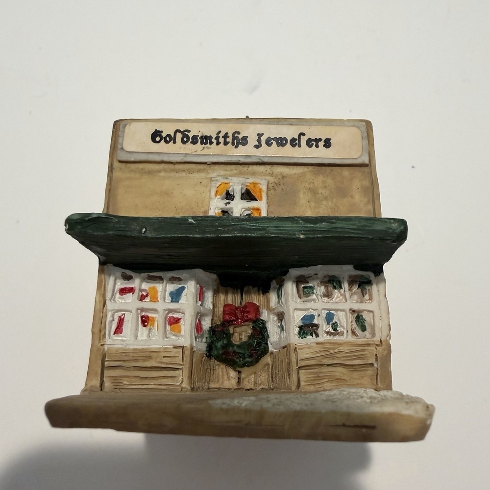 VTG Goldsmiths Jewelers Christmas Ornament House Resin Seiko 1984 China